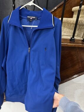 New Large Polo Sport by Ralph Lauren Men's Blue Full-Zip Track Jacket